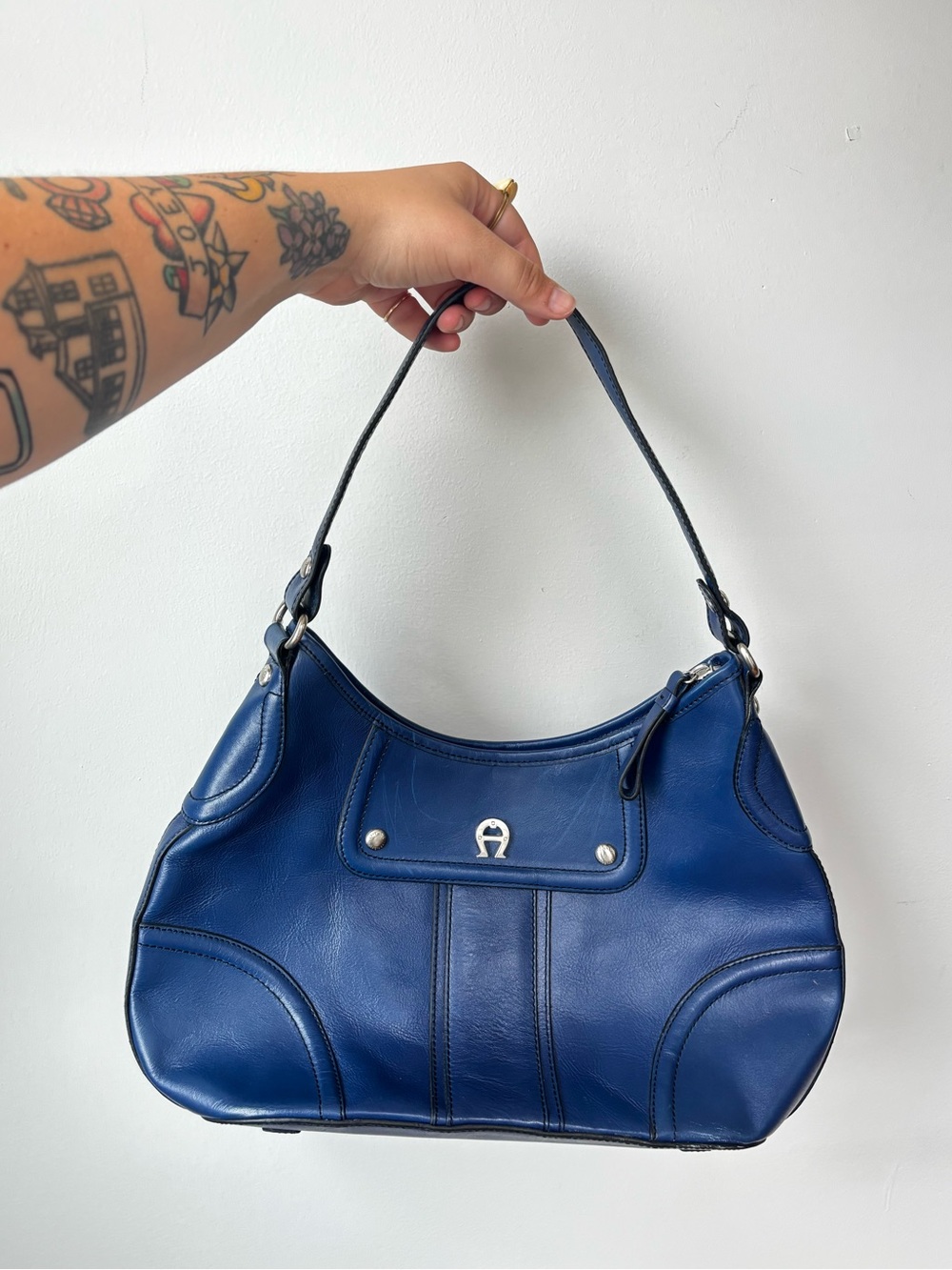 Vintage Aigner Blue Shoulder Bag